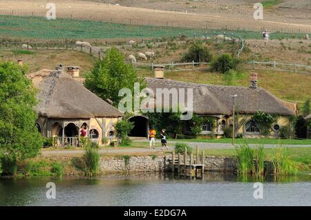 New Zealand North Island Hobbiton Matamata le hobbit village construit pour le film Le Seigneur des Anneaux de Peter Jackson le Banque D'Images