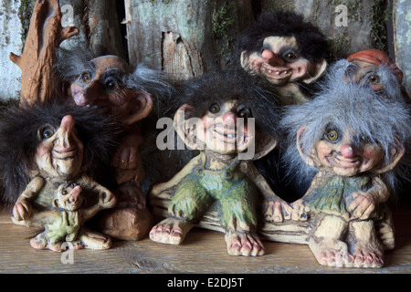 Norwegian trolls de souvenirs en vente dans une boutique de cadeaux, Norvège, Europe Banque D'Images