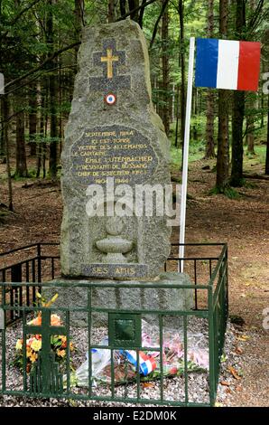 France Vosges Bussang sous le Drumont monument à la mémoire d'un résistant mort en 1944 Banque D'Images