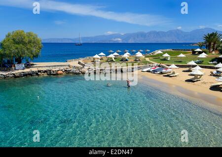La Grèce La Crète Agios Nikolaos Elounda région le Relais & Châteaux Elounda Mare Hotel la plage Banque D'Images