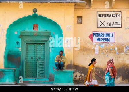 Inde Rajasthan Shekhawati Nawalgarh haveli à l'extérieur d'une maison de riche marchand du 18e siècle Banque D'Images