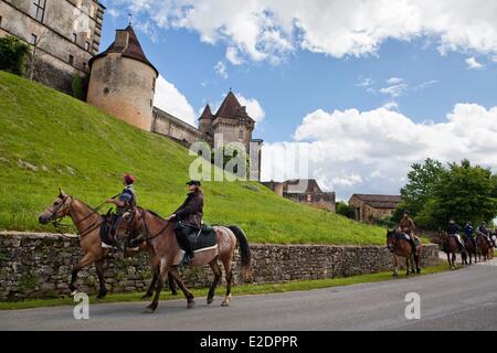 Le château de Biron Dordogne France l'équitation Banque D'Images