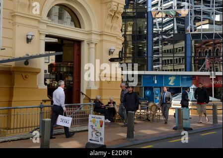 Nouvelle Zélande île du Nord Wellington l'ancienne Banque d'Arcade (à gauche) un bâtiment de style édouardien historique (1901) sur Lambton Quay est Banque D'Images