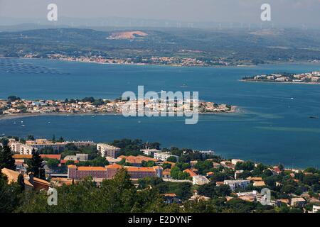 France Herault Sete vue panoramique sur le bassin de Thau et l'arrière-pays de l'hérault de la Mont Saint Clair Banque D'Images