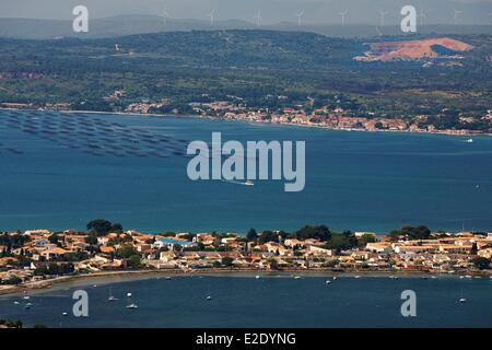 France Herault Sete vue panoramique sur le bassin de Thau et l'arrière-pays de l'hérault de la Mont Saint Clair Banque D'Images