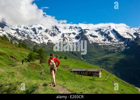 Italie Val d'Aoste Valpelline Valley Nordic Walking Banque D'Images