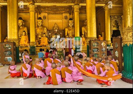 Myanmar (Birmanie) division de Yangon Yangon Kandawgyi district de Shwedagon moniales priant Banque D'Images