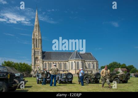 France, Calvados, Saint Aubin sur mer, commémoration de la 6 juin 1944, 69e anniversaire, le camp extras, Jeep Willys Banque D'Images