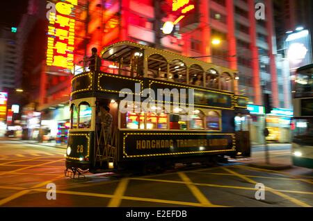 La Chine, Hong Kong, Central District, en Tramway Des Voeux Road Banque D'Images