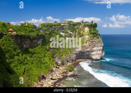 L'INDONÉSIE, Bali, péninsule de Bukit, Pura Luhur Uluwatu temple Banque D'Images