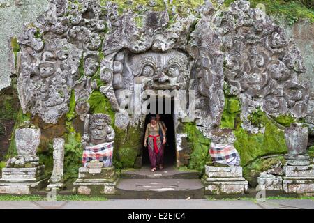 L'INDONÉSIE, Bali, Bedulu, Elephant cave Goa Gajah. Banque D'Images