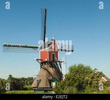 Vlietmolen, une usine de post creux ( en néerlandais appelé ''wipmolen''), situé dans la région de Hoogmade, Hollande méridionale, Pays-Bas. Banque D'Images