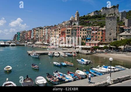 L'Italie, Ligurie, les Cinque Terre National Park classé au Patrimoine Mondial de l'UNESCO, Portovenere situé dans le Golfe des Poètes Banque D'Images