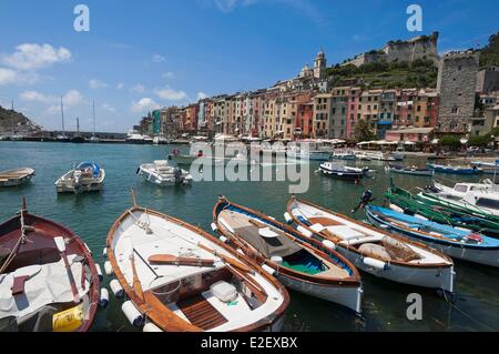 L'Italie, Ligurie, les Cinque Terre National Park classé au Patrimoine Mondial de l'UNESCO, Portovenere situé dans le Golfe des Poètes Banque D'Images