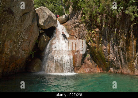 France, Corse du Sud, Bavella, Vacca canyon, canyoning Banque D'Images