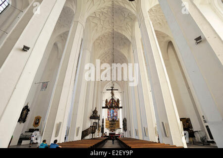 La Pologne, la Poméranie, Gdansk, Basilique de Saint Mary, nef centrale Banque D'Images