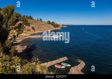 Le Pérou, Puno, Lac Titicaca, Province de l'île de Taquile Banque D'Images