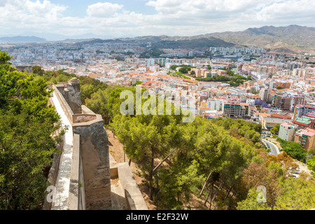 Castillo de Gibralfaro, château sur Monte de Gibralfaro, Malaga, Costa del Sol, Andalousie, Espagne, Europe. Banque D'Images