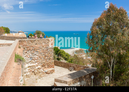 Castillo de Gibralfaro, château sur Monte de Gibralfaro, Malaga, Costa del Sol, Andalousie, Espagne, Europe. Banque D'Images