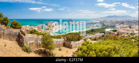 Castillo de Gibralfaro, château sur Monte de Gibralfaro, Malaga, Costa del Sol, Andalousie, Espagne, Europe. Banque D'Images