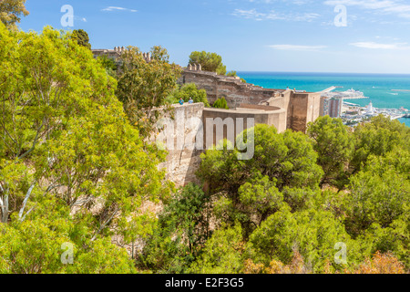 Castillo de Gibralfaro, château sur Monte de Gibralfaro, Malaga, Costa del Sol, Andalousie, Espagne, Europe. Banque D'Images