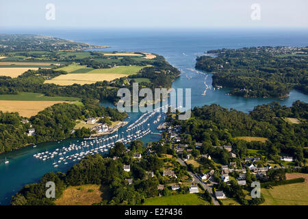 La France, Finistère, Nevez, Moelan sur Mer, l'Aven, Rosbraz (vue aérienne) Banque D'Images