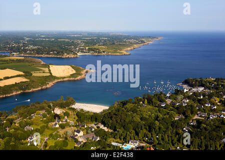 La France, Finistère, Nevez, embouchure de la rivière Aven et Belon River, Port Manec'h (vue aérienne) Banque D'Images