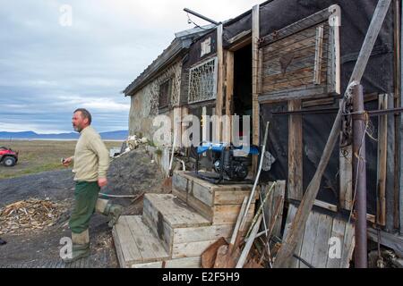 La Russie, la Tchoukotka, district autonome de l'île Wrangel, maison du chercheur appelé Harza Banque D'Images