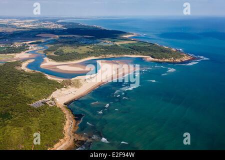 France, Vendée, Talmont-Saint-Hilaire, Pointe du Payre et la plage du Veillon (vue aérienne) Banque D'Images