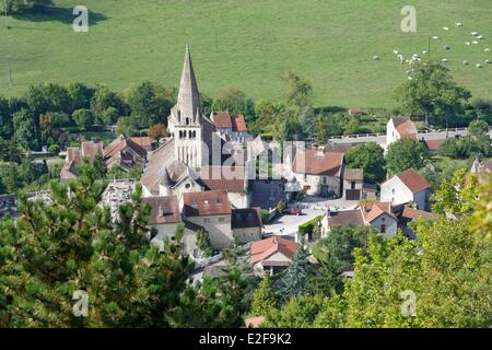 France, Côte d'Or, Bligny sur Ouche église, Ouche Vallée vers Beaune Banque D'Images