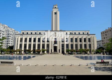 France Rhone Villeurbanne ensemble architectural de la gratte-ciel (gratte-ciel) construit de 1927 à 1934 l'hôtel de ville sur la Banque D'Images