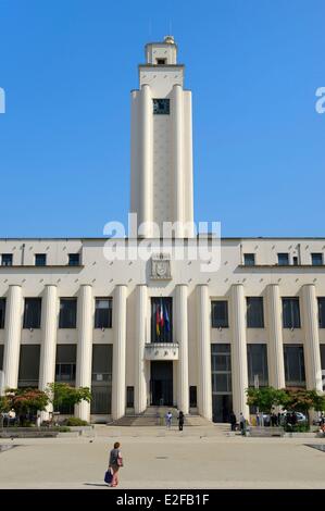 France Rhone Villeurbanne ensemble architectural de la gratte-ciel (gratte-ciel) construit de 1927 à 1934 l'hôtel de ville sur la Banque D'Images