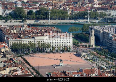 France Rhone Lyon site historique classé au Patrimoine Mondial par l'UNESCO la place Bellecour dans le quartier de La Presqu'Ile et Banque D'Images