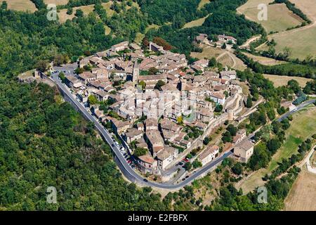 France Tarn Puycelsi étiqueté Les Plus Beaux Villages de France (Les Plus Beaux Villages de France) le village (antenne Banque D'Images