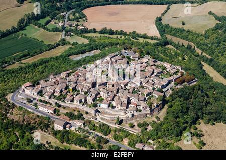 France Tarn Puycelsi étiqueté Les Plus Beaux Villages de France (Les Plus Beaux Villages de France) le village (antenne Banque D'Images