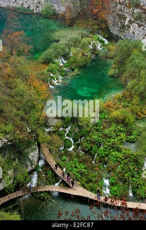 La Croatie, le parc national des Lacs de Plitvice classé au Patrimoine Mondial de l'UNESCO, lower lakes Banque D'Images