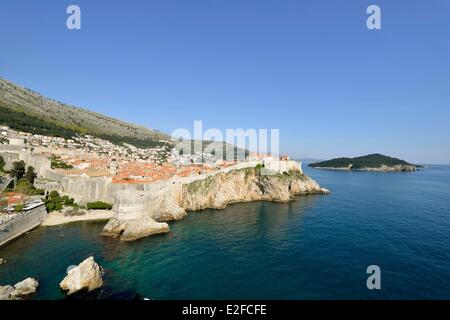 La Croatie, Kvarner, île de la côte dalmate, Dubrovnik, centre historique, classé au Patrimoine Mondial par l'UNESCO et l'île de Lokrum Banque D'Images