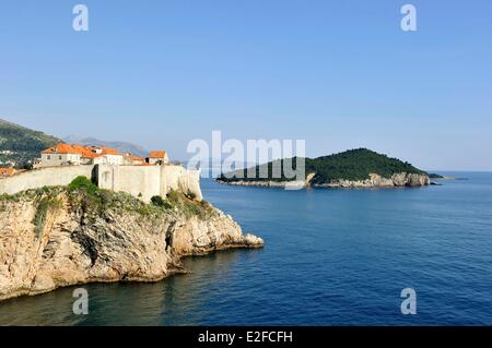 La Croatie, Kvarner, île de la côte dalmate, Dubrovnik, centre historique, classé au Patrimoine Mondial par l'UNESCO et l'île de Lokrum Banque D'Images