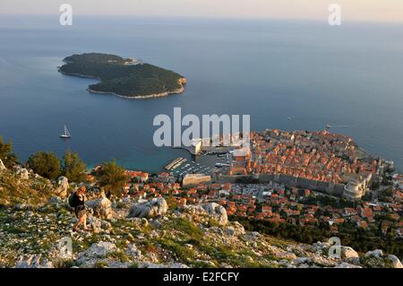 La Croatie, Kvarner, île de la côte dalmate, Dubrovnik, centre historique, classé au Patrimoine Mondial par l'UNESCO et l'île de Lokrum Banque D'Images