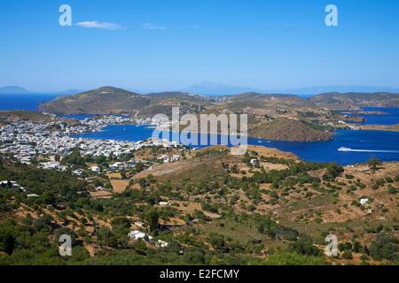 Grèce, Îles du Dodécanèse, l'île de Patmos, Skala ville Banque D'Images