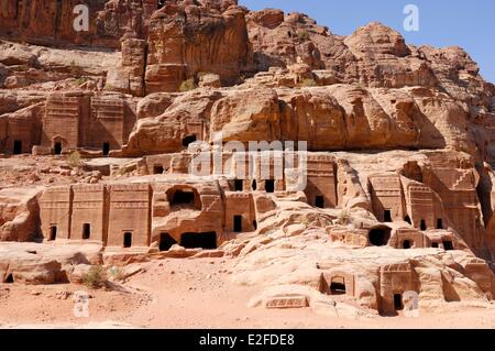 La Jordanie, le Gouvernorat de Ma'an, Nabaean site archéologique de Petra classée au Patrimoine Mondial de l'UNESCO, tombes nabatéennes au théâtre Banque D'Images