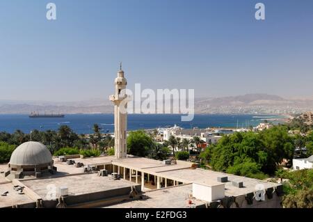 La Jordanie, Aqaba, Aqaba Gouvernorat, donnant sur la grande mosquée et le golfe d'Aqaba Banque D'Images