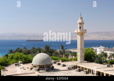 La Jordanie, Aqaba, Aqaba Gouvernorat, donnant sur la grande mosquée et le golfe d'Aqaba Banque D'Images