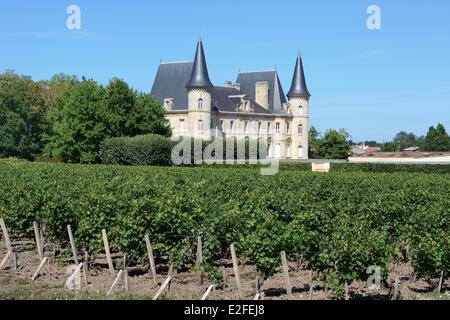 France, Gironde, Pauillac, Château Pichon Longueville, dans la région du Médoc, où un vin Grands Crus est produit Banque D'Images