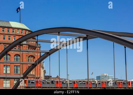 Allemagne, Hambourg, Altstadt, Baumwall avec Niederbaum bridge Banque D'Images