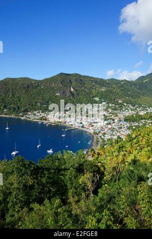 Antilles Caraïbes, des îles du Vent, Sainte-Lucie, ouest de l'île, la Soufrière Soufrière, District Banque D'Images