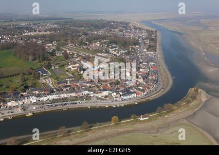 France, Picardie, Baie de Somme, Saint Valery sur Somme (vue aérienne) Banque D'Images