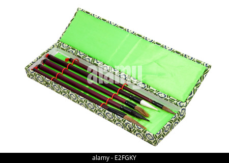 Calligraphie chinoise cinq balais dans fort ornementales Banque D'Images