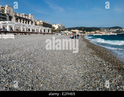 Promenade des Anglais et le Lido à Villefranche-sur-Mer Plage, Nice, Côte d'Azur, France Banque D'Images