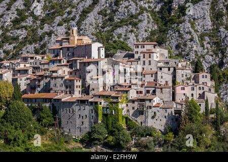 France, Alpes Maritimes, village perché de Peillon dans l'arrière-pays de Nice Banque D'Images